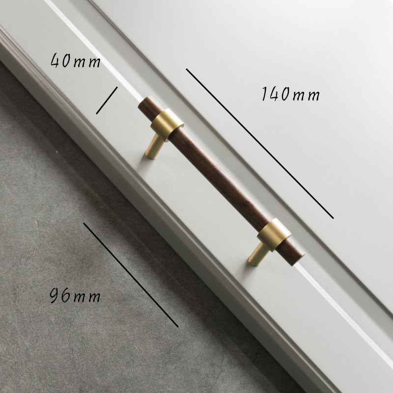 Wooden Cabinet Pulls - Walnut Drawer Dresser Cupboard Door Handles with Brass Finish - FocusHardware