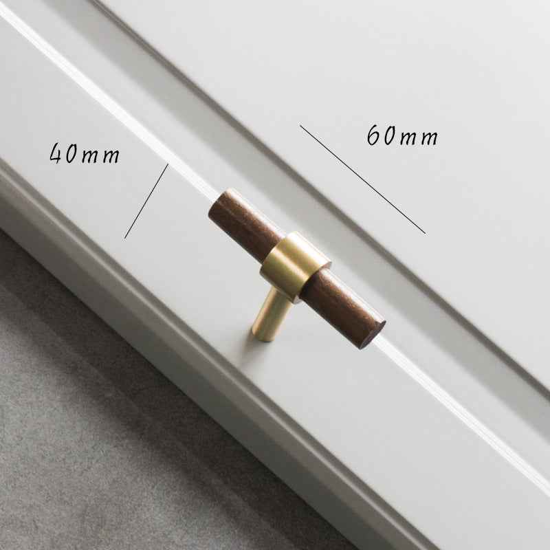 Wooden Cabinet Pulls - Walnut Drawer Dresser Cupboard Door Handles with Brass Finish - FocusHardware