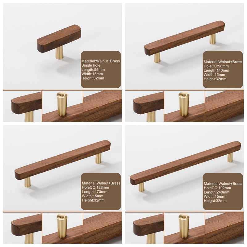 Walnut Cabinet Handles for Modern Kitchen Cabinets and Drawers - FocusHardware