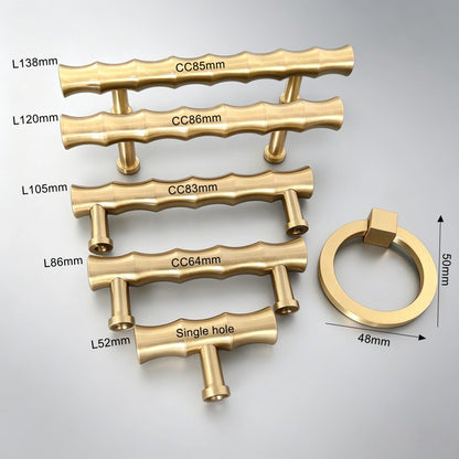 Solid Brass Cabinet Drawer Knobs Pulls - Gold Wardrobe Dresser Handles Modern