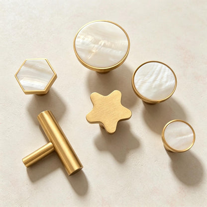 Solid Brass Kitchen Cabinet Knobs - Modern Drawer Dressers Pulls Furniture Cupboard Handles