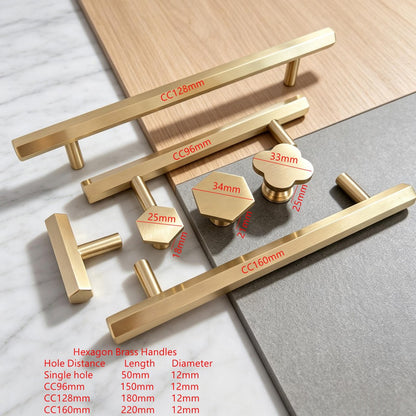 Brass Cabinet Drawer Handles — Gold Kitchen Wardrobe & Cupboard Pulls Modern