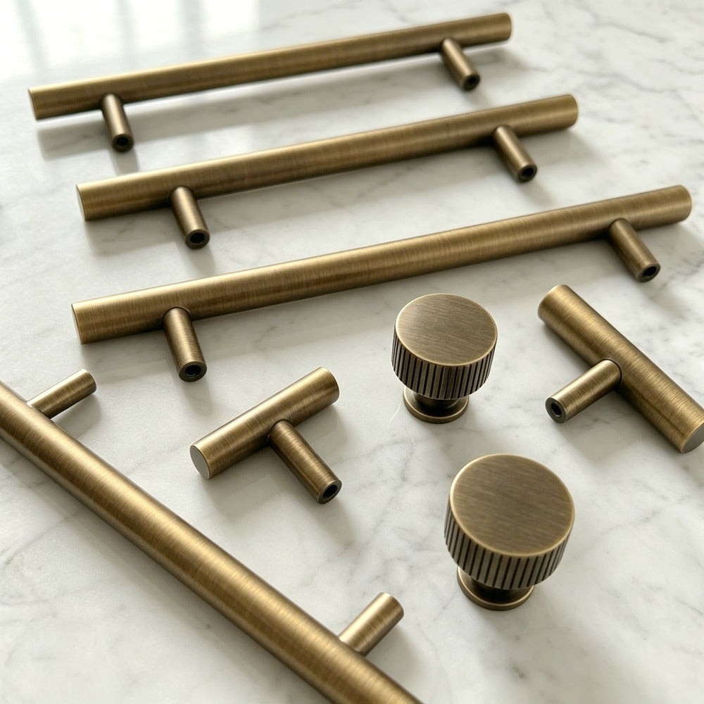 Antique Brass Kitchen Cabinet Handles - Vintage Drawer Dresser Knobs Retro Furniture Cupboard Pulls