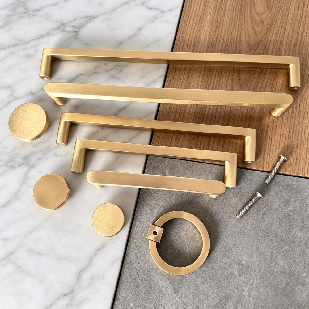 Solid Brass Cabinet Knobs Handles for Dresser, Drawer - Gold Kitchen Pulls