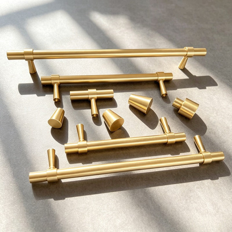 Solid Brass Kitchen Cabinet Knobs and Handles for Drawer, Dresser, and Wardrobe Pulls