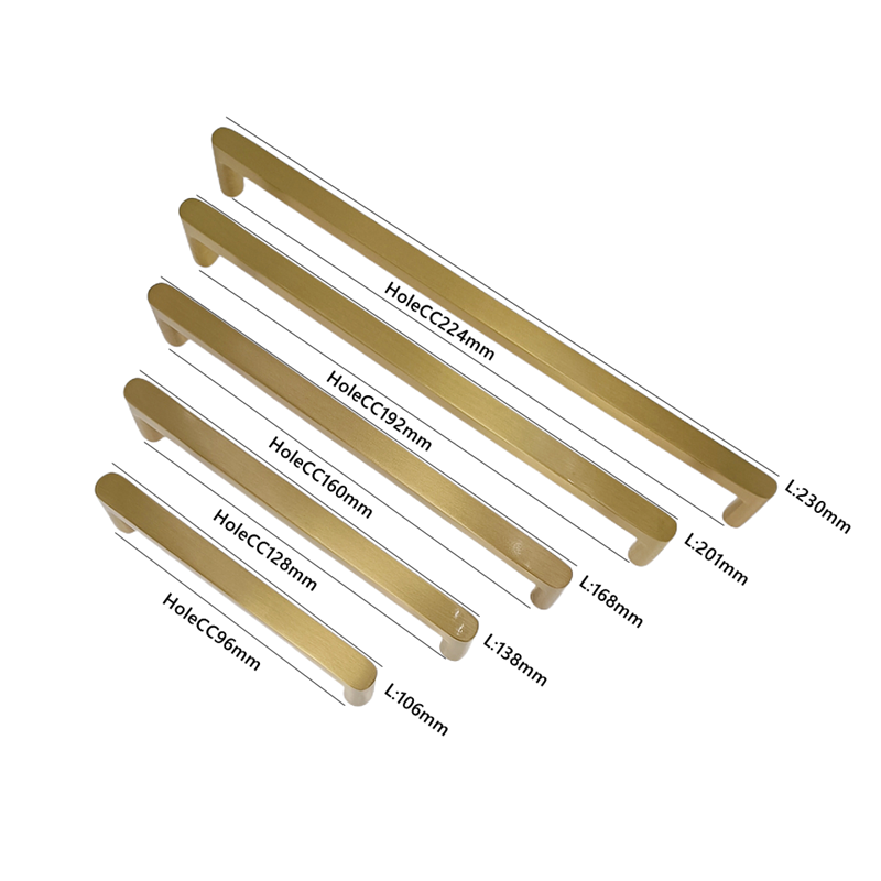 Solid Brass Kitchen Cabinet Handles Gold Drawer Dresser Cupboard Furniture Pulls Hardware Modern