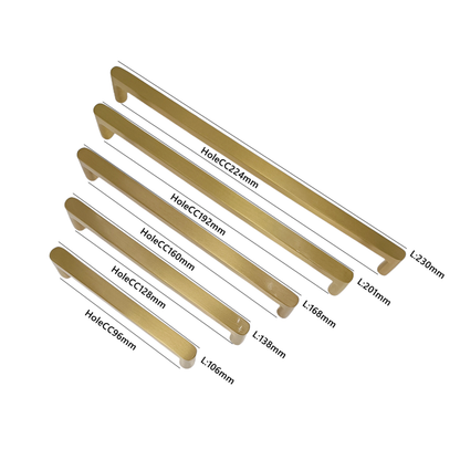 Solid Brass Kitchen Cabinet Handles Gold Drawer Dresser Cupboard Furniture Pulls Hardware Modern