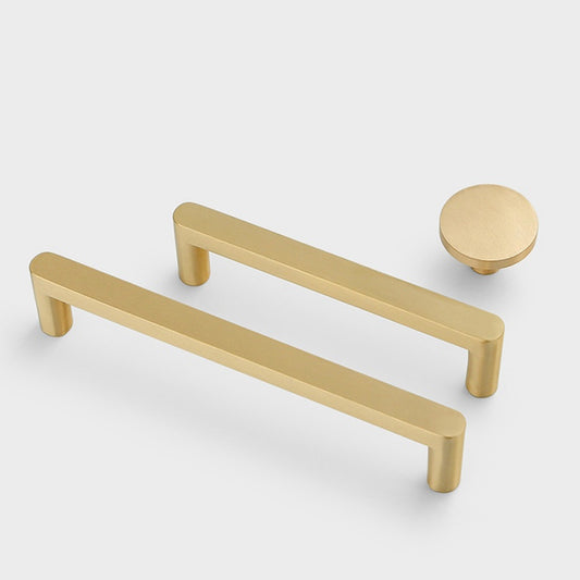Modern Solid Brass Cabinet Drawer Dresser Handles Gold Kitchen Cupboard Door Knobs Wardrobe Pulls Furniture Hardware