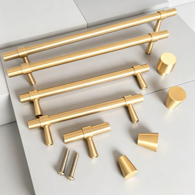 Solid Brass Kitchen Cabinet Knobs and Handles for Drawer, Dresser, and Wardrobe Pulls