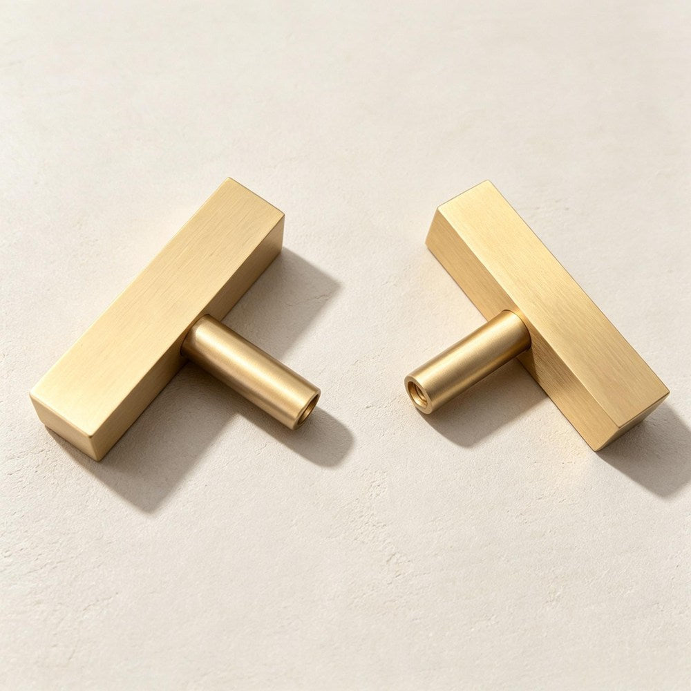 Solid Brass Cabinet Drawer Pulls - Gold Kitchen Knobs and Handles for Furniture Hardware
