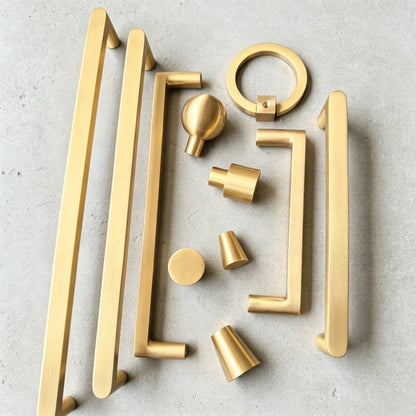 Brass Kitchen Cabinet Handles - Modern Drawer Dresser Knobs Gold Cupboard Pulls
