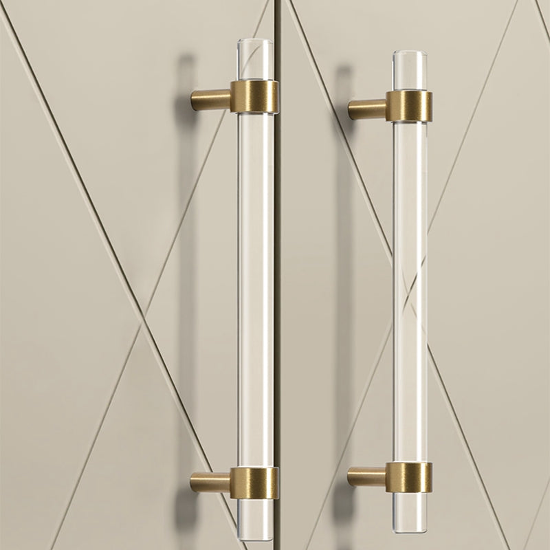 Modern Acrylic Kitchen Cabinet Handles - Brass Cupboard Drawer Pulls
