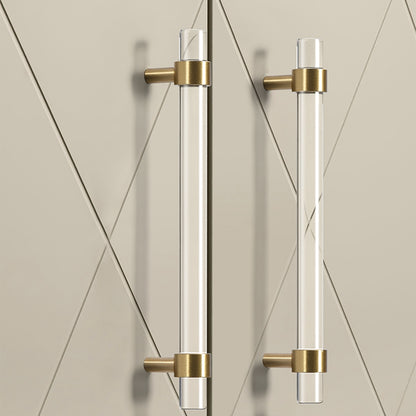Modern Acrylic Kitchen Cabinet Handles - Brass Cupboard Drawer Pulls