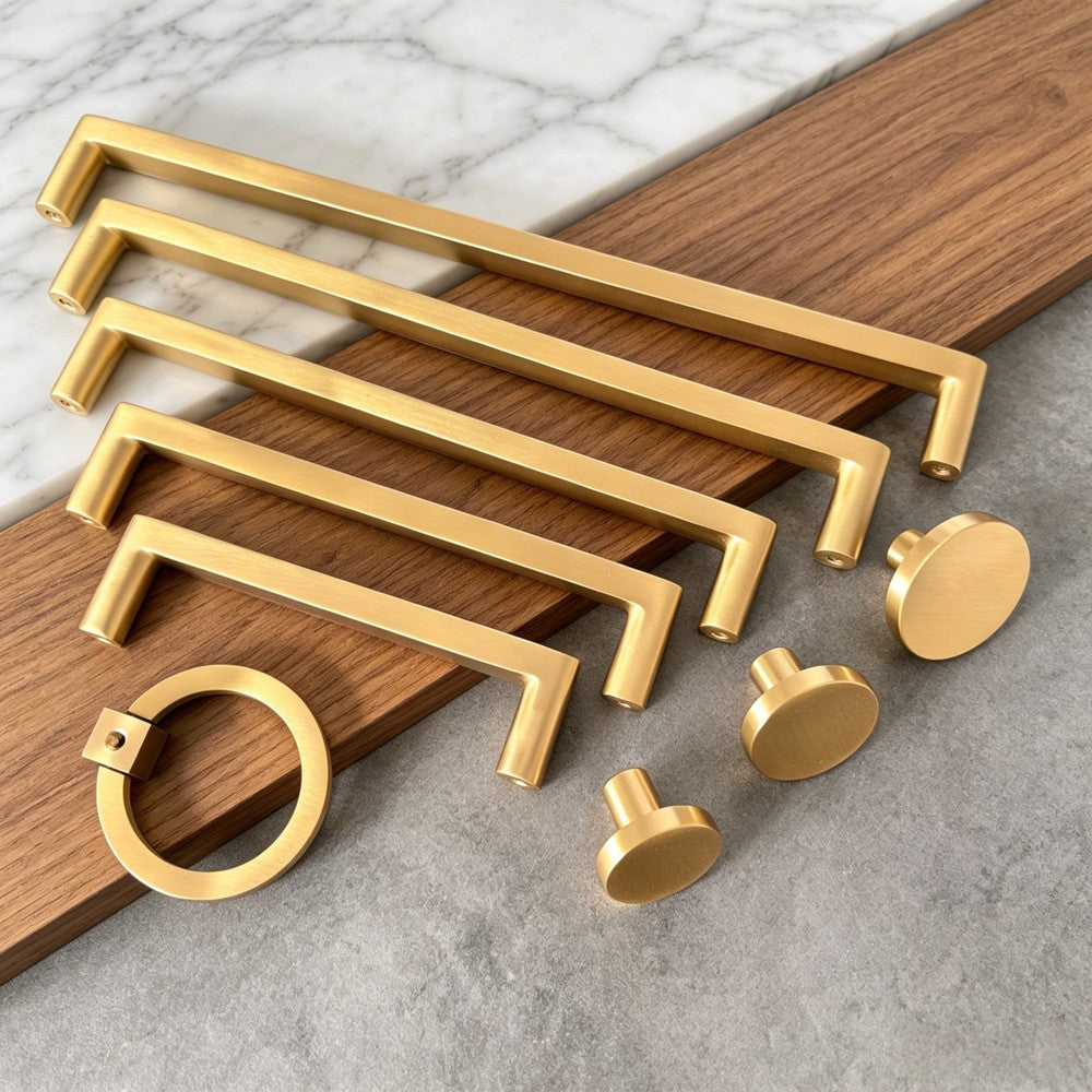 Solid Brass Cabinet Knobs Handles for Dresser, Drawer - Gold Kitchen Pulls