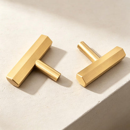 Satin Brass Cabinet Drawer Pulls - Modern Dresser Knobs Furniture Handles