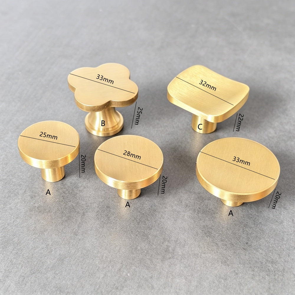 Solid Brass Cabinet Drawer Knobs - Gold Kitchen Cupboard Pulls Furniture Handles Hardware