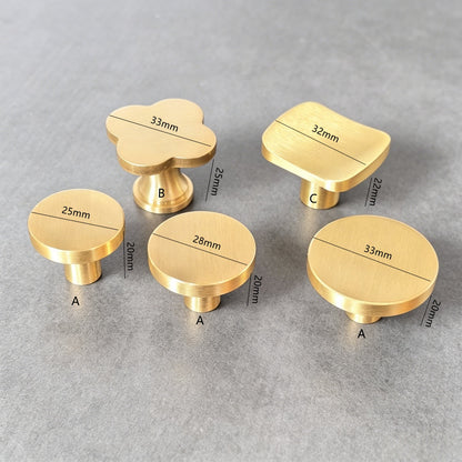 Solid Brass Cabinet Drawer Knobs - Gold Kitchen Cupboard Pulls Furniture Handles Hardware