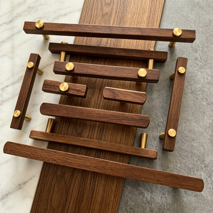 Walnut Kitchen Cabinet Handles - Modern Furniture Cupboard Drawers Pulls