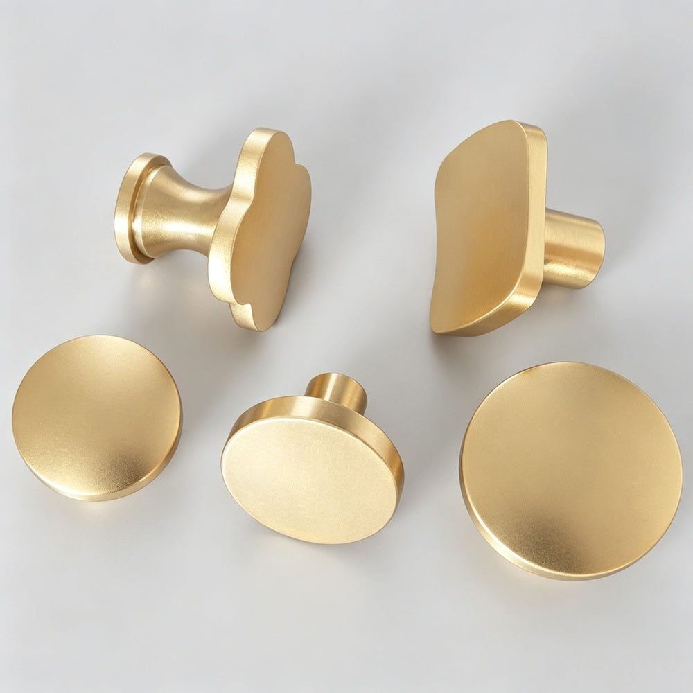 Solid Brass Cabinet Drawer Knobs - Gold Kitchen Cupboard Pulls Furniture Handles Hardware