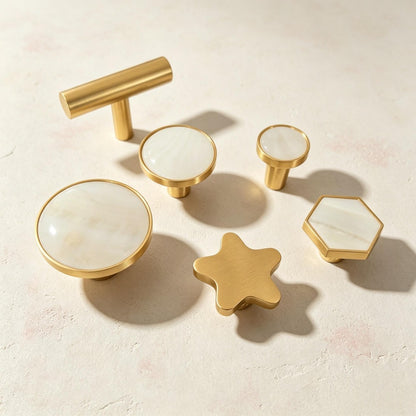 Solid Brass Kitchen Cabinet Knobs - Modern Drawer Dressers Pulls Furniture Cupboard Handles