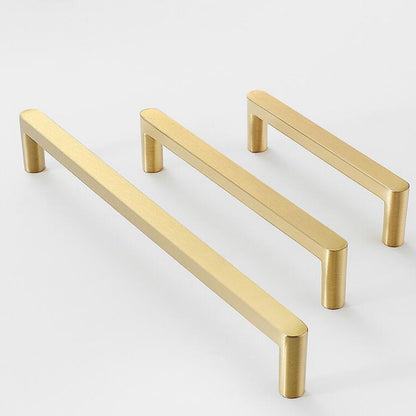 Solid Brass Kitchen Cabinet Handles Gold Drawer Dresser Cupboard Furniture Pulls Hardware Modern