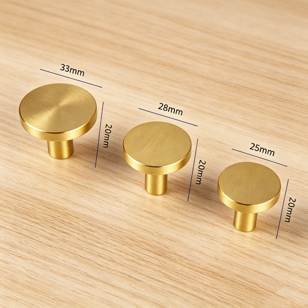 Brushed Brass Cabinet Drawer Knobs - Modern Kitchen Dresser Pulls