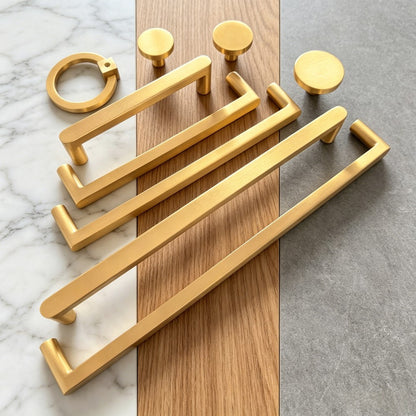 Solid Brass Cabinet Knobs Handles for Dresser, Drawer - Gold Kitchen Pulls