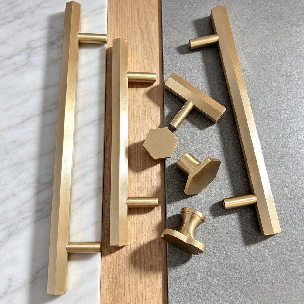 Brass Cabinet Drawer Handles — Gold Kitchen Wardrobe & Cupboard Pulls Modern