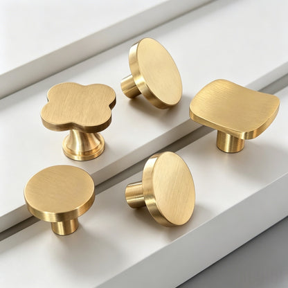 Solid Brass Cabinet Drawer Knobs - Gold Kitchen Cupboard Pulls Furniture Handles Hardware