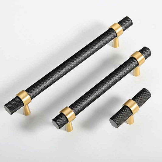 Black Knurled Brass Cabinet Handles for Kitchen Cabinets, Drawers, and Wardrobes - FocusHardware