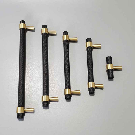Black Knurled Brass Cabinet Handles for Kitchen Cabinets, Drawers, and Wardrobes - FocusHardware