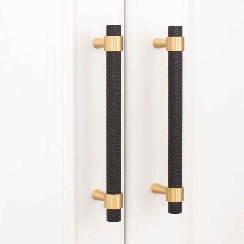 Black Knurled Brass Cabinet Handles for Kitchen Cabinets, Drawers, and Wardrobes - FocusHardware