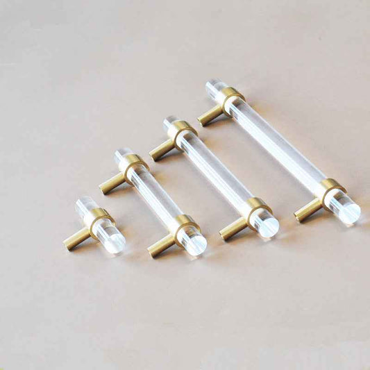 Acrylic and Brass Kitchen Cupboard Handles - Modern Drawer and Dresser Pulls - FocusHardware
