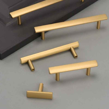 Satin Brass Cabinet Handles for Modern Kitchen and Furniture - Stylish Drawer Knobs and Dresser Pulls - FocusHardware