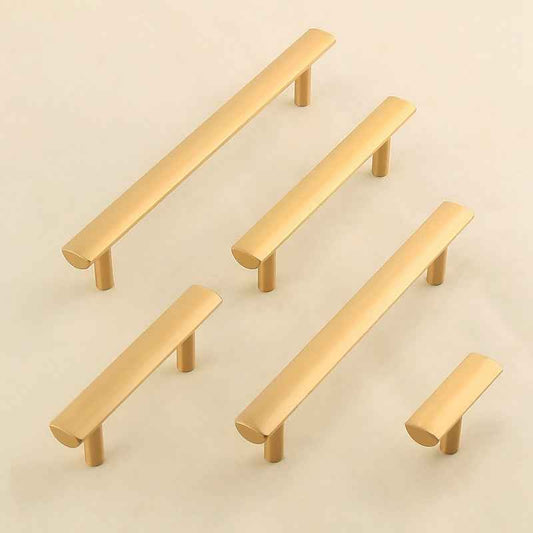 Satin Brass Cabinet Handles for Modern Kitchen and Furniture - Stylish Drawer Knobs and Dresser Pulls - FocusHardware