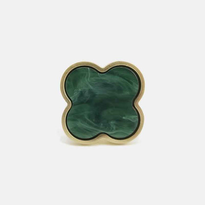 Decorative Brushed Brass Knobs for Kitchen Cabinet, Green Clovers Drawer Pulls, Modern Closet Handles - FocusHardware