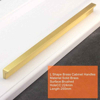 Solid Brass Kitchen Cabinet Knobs and Handles - Brushed Brass Cabinet Handles for Drawers and Cupboards - FocusHardware