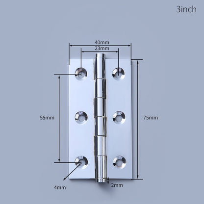 Polished Brass Hinges for Kitchen Cabinet- Modern Chromed Cupboard Door Hinges 2"/2.5"/3"