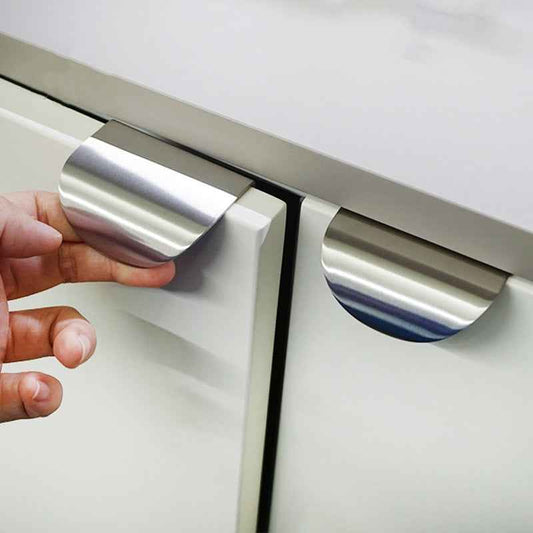 Modern Cabinet Drawer Pulls - Silver Stainless Steel Furniture Knobs for Kitchen Cupboard and Wardrobe Doors - FocusHardware