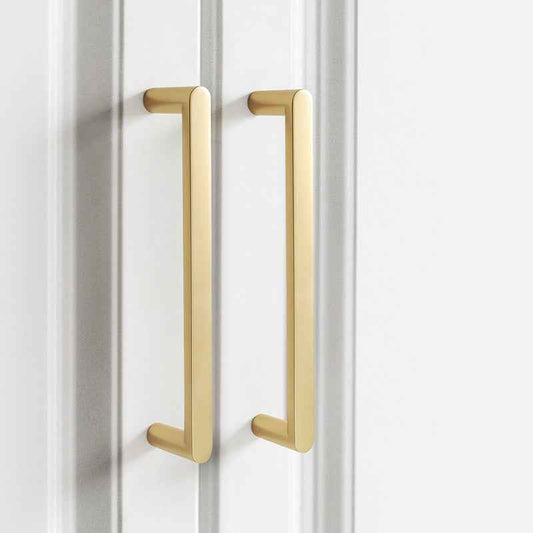 Solid Brass Kitchen Cabinet Handles Gold Drawer Dresser Cupboard Furniture Pulls Hardware Modern