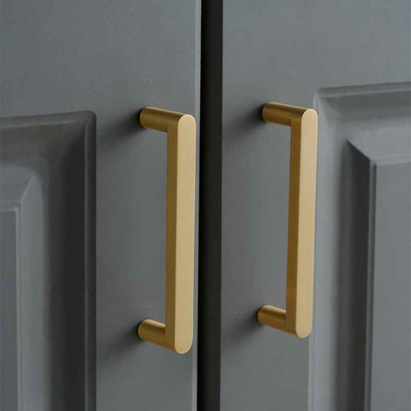 Solid Brass Kitchen Cabinet Handles Gold Drawer Dresser Cupboard Furniture Pulls Hardware Modern