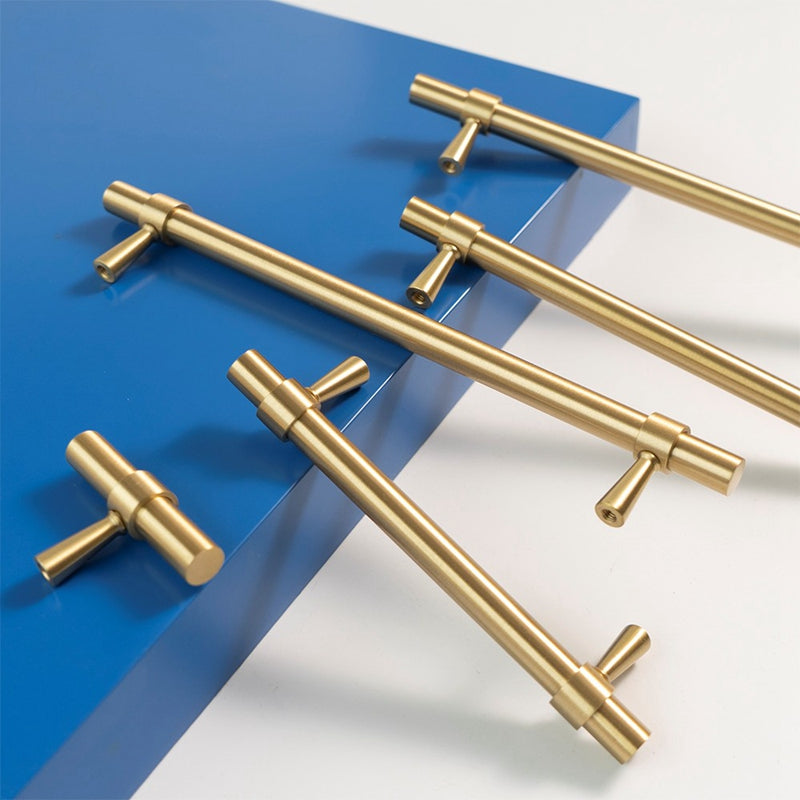 Brushed Brass Cabinet Drawer Handles - Gold Dresser Pulls for Kitchen Cupboard and Furniture