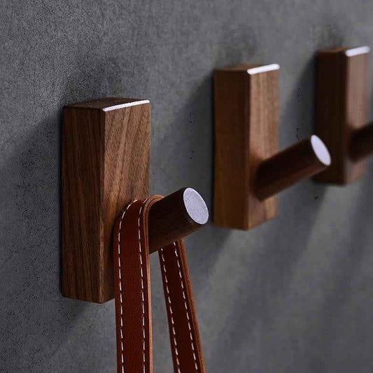 Wooden Wall Mounted Hook Walnut Coat/Hat/key Hanger Towel Hook for Hanging Modern - FocusHardware
