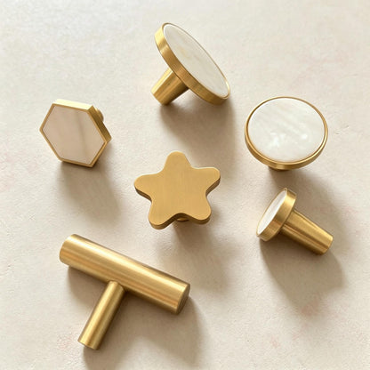 Solid Brass Kitchen Cabinet Knobs - Modern Drawer Dressers Pulls Furniture Cupboard Handles