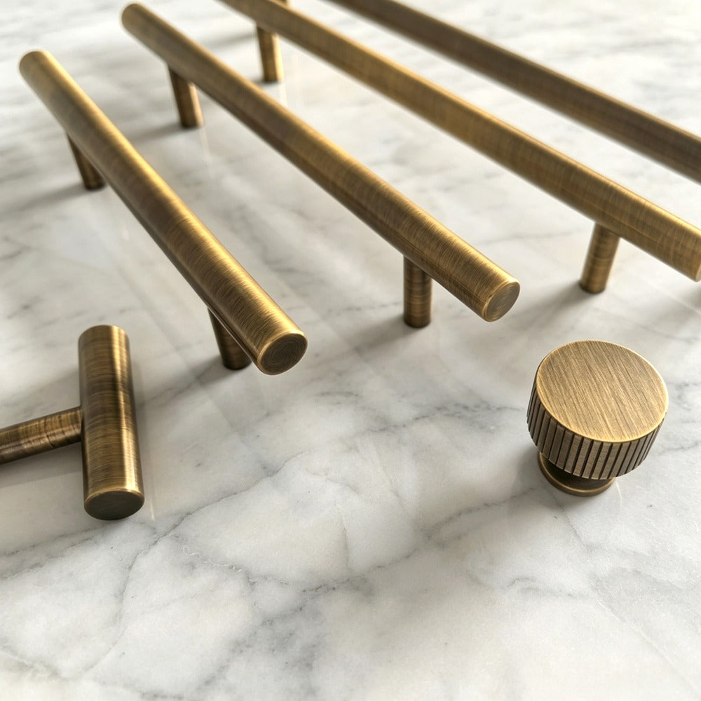 Antique Brass Kitchen Cabinet Handles - Vintage Drawer Dresser Knobs Retro Furniture Cupboard Pulls