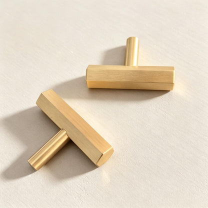 Satin Brass Cabinet Drawer Pulls - Modern Dresser Knobs Furniture Handles