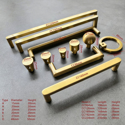 Brass Kitchen Cabinet Handles - Modern Drawer Dresser Knobs Gold Cupboard Pulls