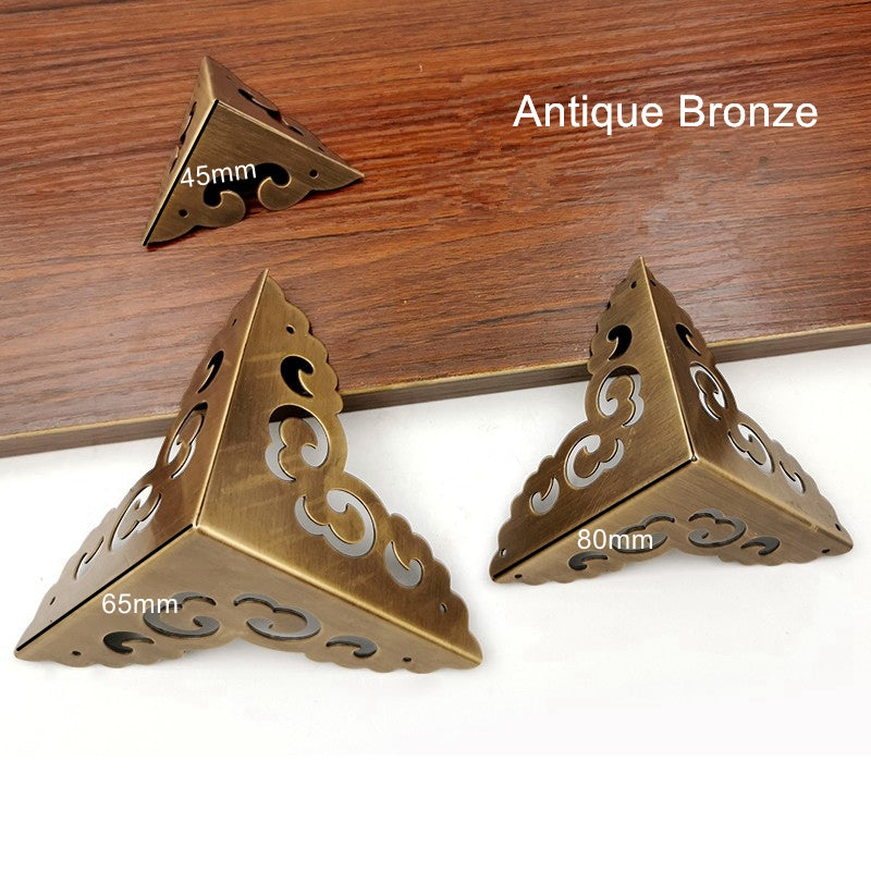 Antique Brass Corner Protectors for Furniture and Jewelry Cases - Decorative Metal Edge Covers and Brackets	 Antique Brass Corner Protectors for Furniture and Jewelry Cases - Decorative Metal Edge Covers and Brackets