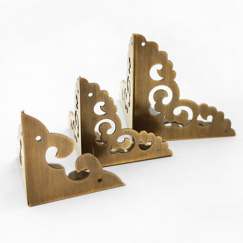 Antique Brass Corner Protectors for Furniture and Jewelry Cases - Decorative Metal Edge Covers and Brackets	 Antique Brass Corner Protectors for Furniture and Jewelry Cases - Decorative Metal Edge Covers and Brackets