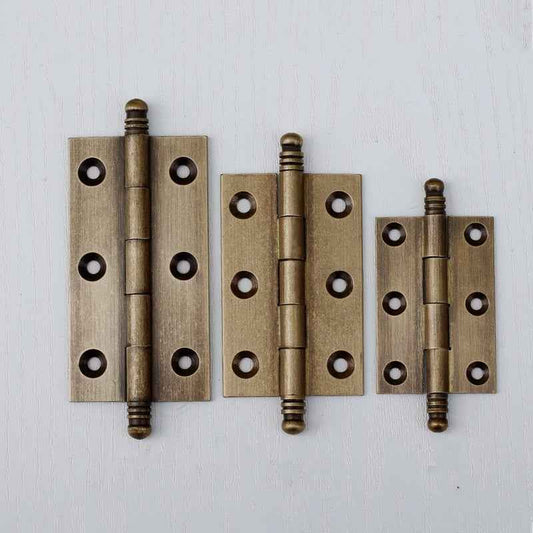 Decorative Antique Brass Hinges for Kitchen Cabinets, Cupboards, and Drawers - 2"/2.5"/3" Sizes - FocusHardware